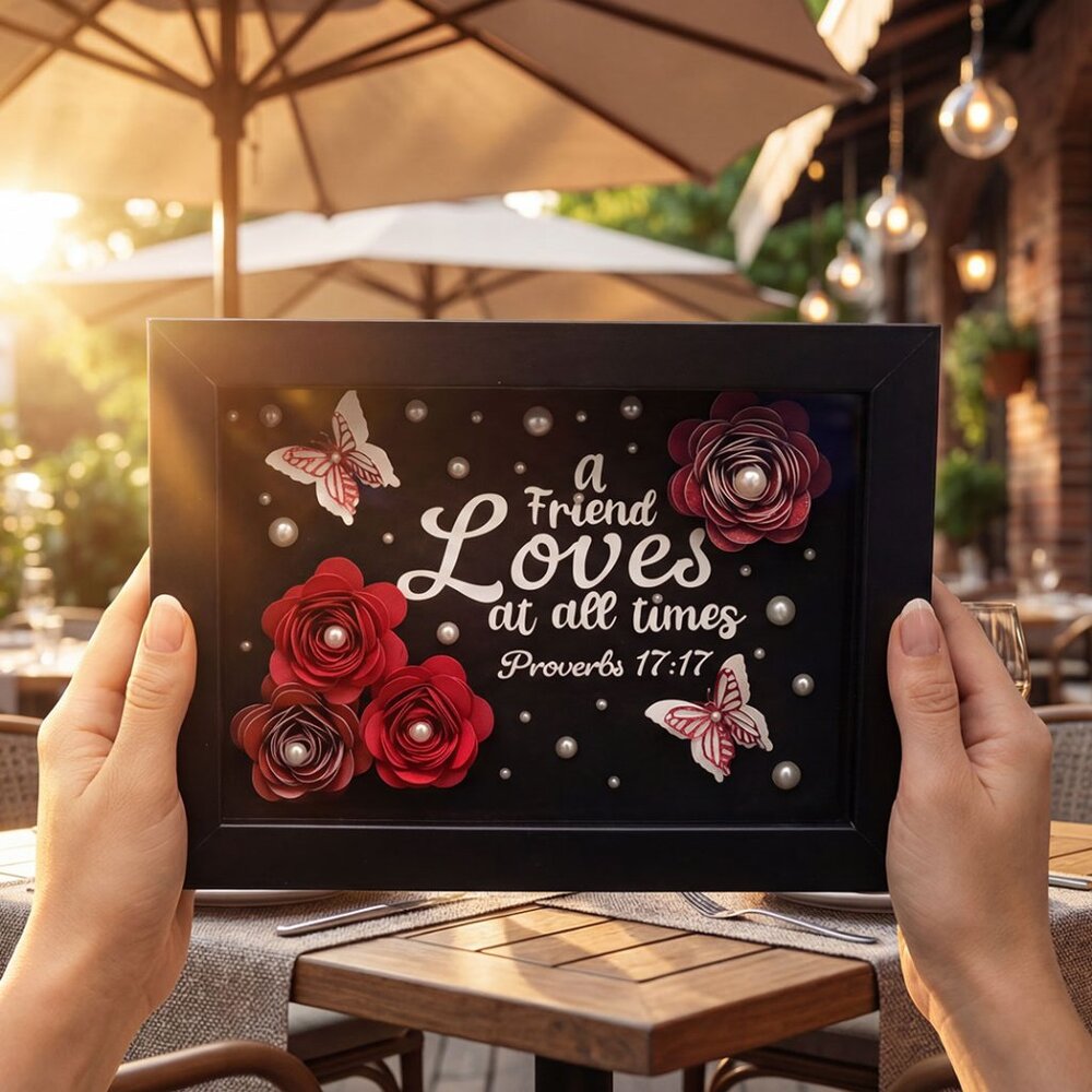 Handmade Friendship Gift | "A Friend Loves at All Times" Shadowbox